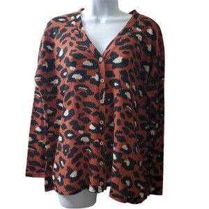 Vanilla Bay Womens Thermal Leopard Print Long sleeve Top